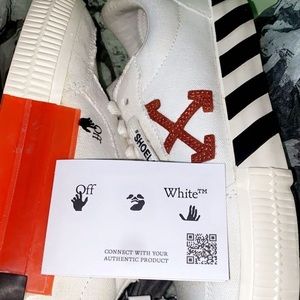 Off- White canvas vulcanized sneakers